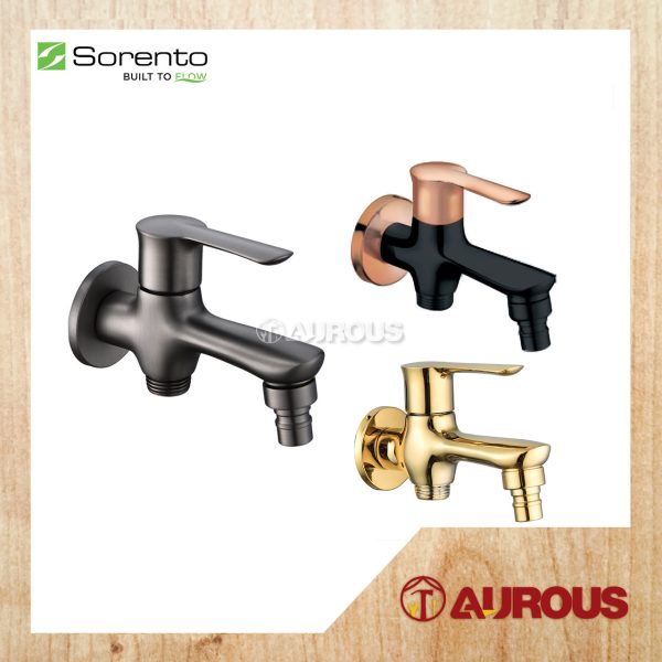 SORENTO BATHROOM TOILET TWO WAY TAP FAUCET WATER TAP FOR WASHING MACHINE SRTWT5844 (ROSE GOLD/ GOLDEN YELLOW / GUNMETAL)