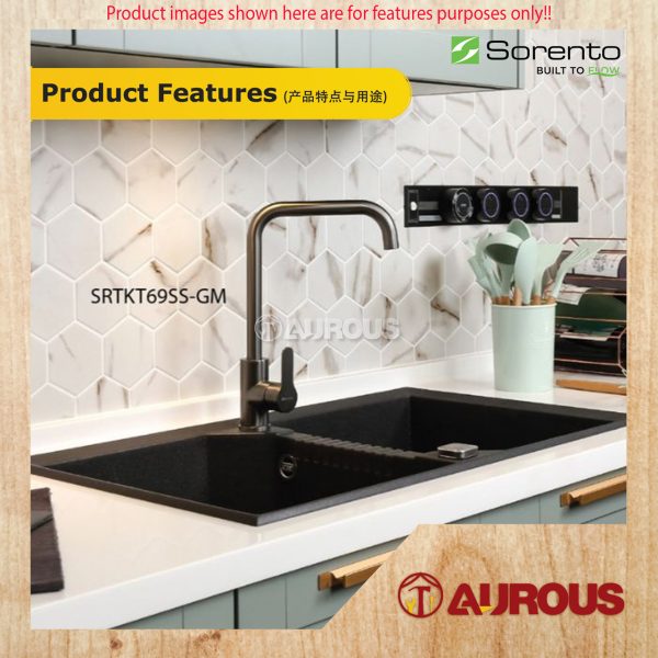 SORENTO STAINLESS STEEL PILLAR MOUNTED KITCHEN COLD TAP SINK WATER TAP SRTKT69SS-GM (GUN METAL) - Image 5