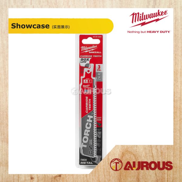 MILWAUKEE TORCH CARBIDE TEETH METAL SAWZALL BLADE 6'' 7TPI 48-00-5301 (3 PCS PACK) - Image 3