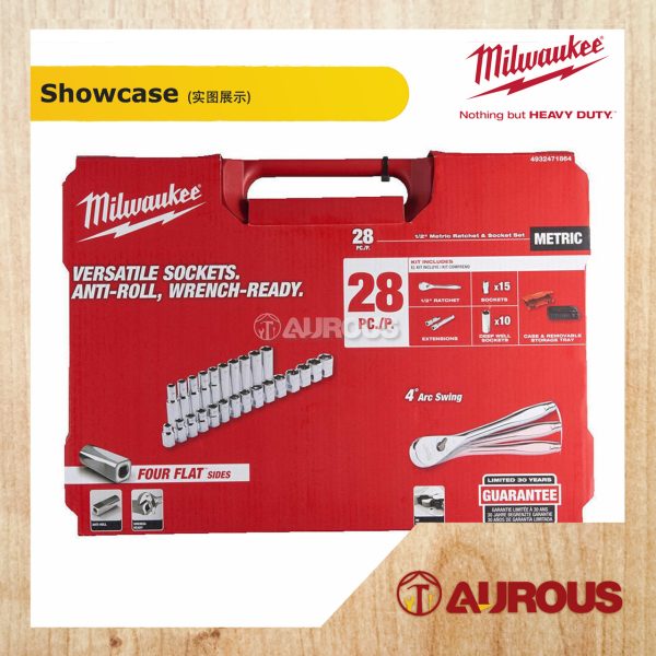 MILWAUKEE 1/2'' DRIVE METRIC 28PCS RACHET & SOCKET SET (4932-4718-64) - Image 2