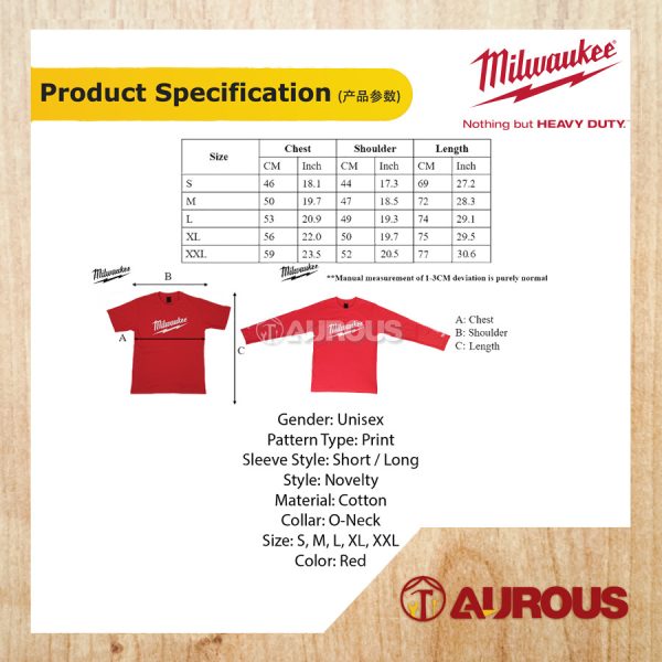 MILWAUKEE 1924 LOGO UNISEX COTTON TEE RED T-SHIRT S,M,L,XL,XXL (SHORT SLEEVE / LONG SLEEVE) - Image 8