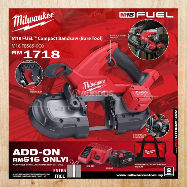MILWAUKEE M18 FUEL COMPACT BANDSAW M18 FBS85-0C0 (BARE TOOL)