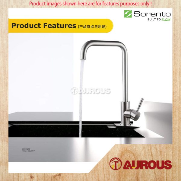 SORENTO STAINLESS STEEL 304 PILLAR MOUNTED KITCHEN COLD TAP SINK WATER TAP (SRTKT38SS) - Image 5
