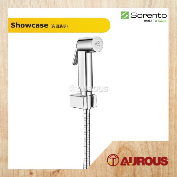 SORENTO SRT78 HAND BIDET C/W 1.2M PVC FLEXIBLE HOSE SPRAY SET WITH HOLDER (CHROME/MATT BLACK) - Image 2
