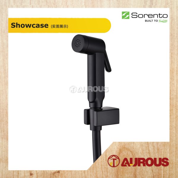 SORENTO SRT78 HAND BIDET C/W 1.2M PVC FLEXIBLE HOSE SPRAY SET WITH HOLDER (CHROME/MATT BLACK) - Image 3