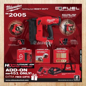 MILWAUKEE M18 FUEL 18GA FINISH NAILER (M18 FN18GS-0X0 / M18 FN18GS-301B)