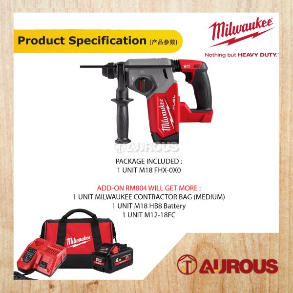 MILWAUKEE GEN II FUEL 3 IN 1 26MM SDS-PLUS ROTARY HAMMER W/FIXTEC M18 FHX-0X0 (BARE TOOL) - Image 7