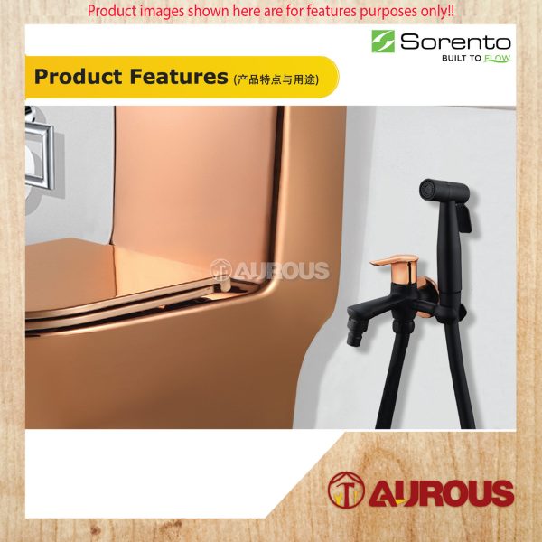 SORENTO SRT78 HAND BIDET C/W 1.2M PVC FLEXIBLE HOSE SPRAY SET WITH HOLDER (CHROME/MATT BLACK) - Image 5