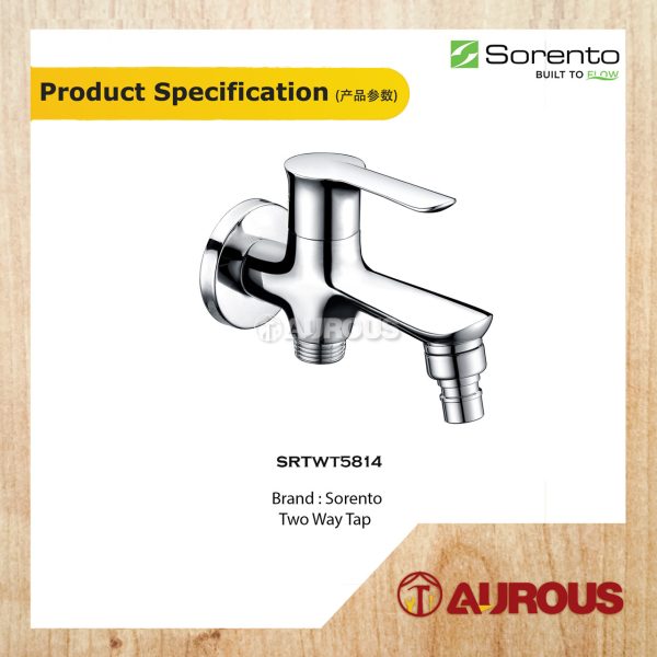 SORENTO BATHROOM TOILET CHROME SILVER TWO WAY TAP FAUCET WATER TAP FOR WASHING MACHINE (SRTWT5814) - Image 4
