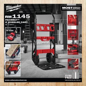 MILWAUKEE PACKOUT 2 WHEEL CART FOLDABLE TROLLEY 182KG CAPACITY 10'' WHEEL (48-22-8415)