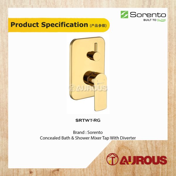SORENTO BATHROOM CONCEALED BATH & SHOWER MIXER TAP WITH DIVERTER HOT & COLD SHOWER TAP (SRTWT6852-GY) - Image 3
