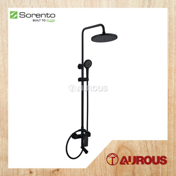 SORENTO BATHROOM 3 WAYS EXPOSED SHOWER SET C/W 3 FUNCTIONS HAND SHOWER & 9'' RAIN SHOWER HEAD (SRTWT9606-BL)