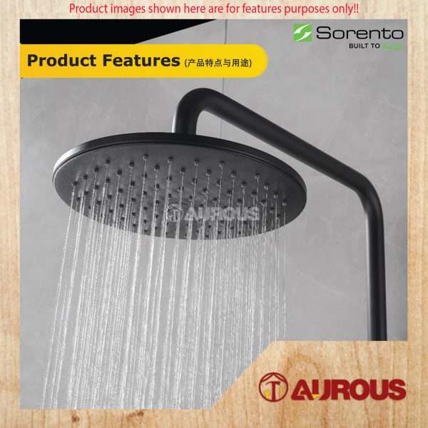 SORENTO BATHROOM 3 WAYS EXPOSED SHOWER SET C/W 3 FUNCTIONS HAND SHOWER & 9'' RAIN SHOWER HEAD (SRTWT9606-BL) - Image 6