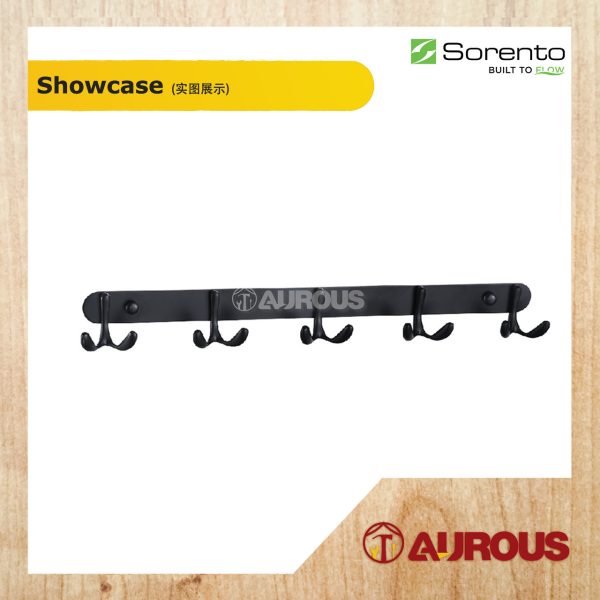 SORENTO BATHROOM TOILET STAINLESS STEEL 304 MULTI PURPOSE 5 HOOK BAR WALL MOUNT TOWEL CLOTH HANGER - Image 4