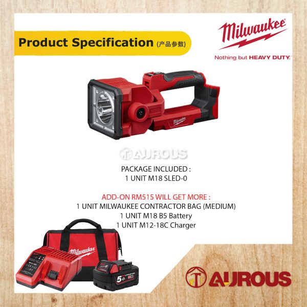 MILWAUKEE M18 LED SEARCH LIGHT (M18 SLED-0 / M18 SLED-501B) - Image 7