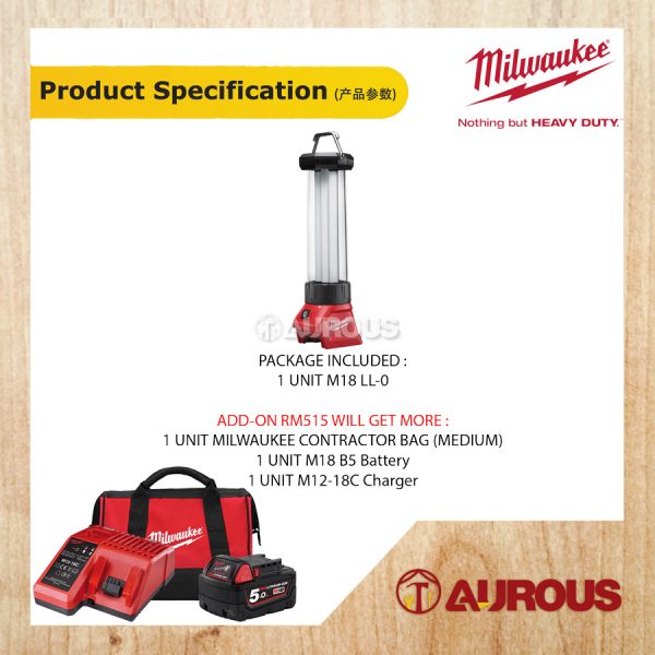 MILWAUKEE M18 LED 180-360 LANTERN LIGHT 400 LUMEN (M18 LL-0 / M18 LL-501B) - Image 5