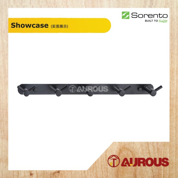 SORENTO BATHROOM TOILET STAINLESS STEEL 304 MULTI PURPOSE 5 HOOK BAR WALL MOUNT TOWEL CLOTH HANGER - Image 2