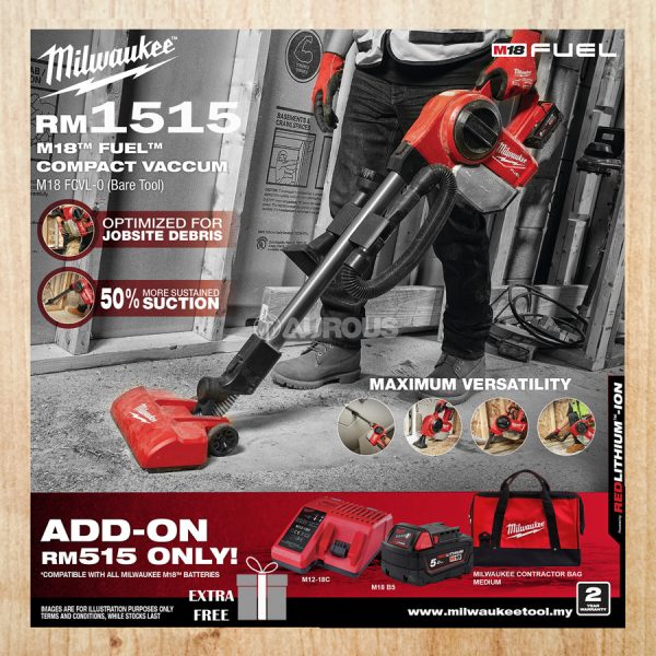 MILWAUKEE M18 FUEL COMPACT VACUUM COMBO (M18 FCVL-0 + STARTER PACK)