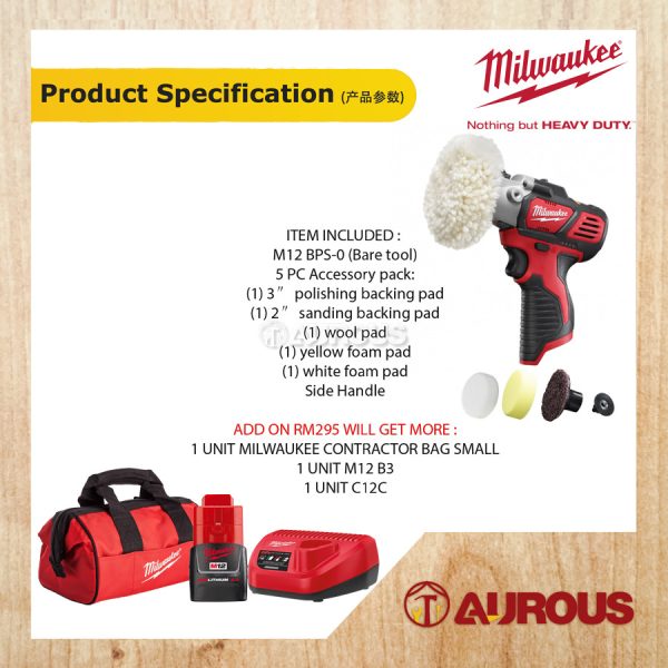 MILWAUKEE M12 COMPACT POLISHER/SANDER (M12 BPS-0 + STARTER PACK) - Image 6
