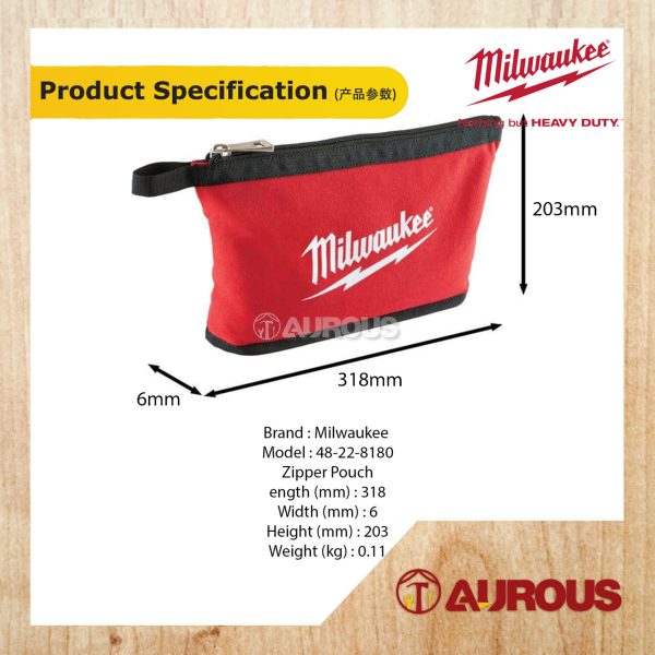 MILWAUKEE HEAVY DUTY ZIPPER POUCH BAG WATER RESISTANT (48-22-8180) - Image 5