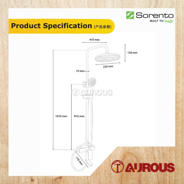 SORENTO BATHROOM 3 WAYS EXPOSED SHOWER SET C/W 3 FUNCTIONS HAND SHOWER & 9'' RAIN SHOWER HEAD (SRTWT9606-BL) - Image 3
