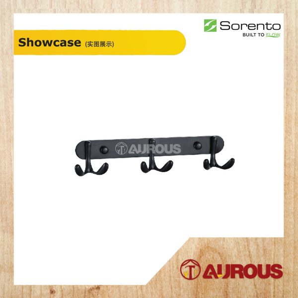 SORENTO BATHROOM TOILET STAINLESS STEEL 304 MULTI PURPOSE 3 HOOK BAR WALL MOUNT TOWEL CLOTH HANGER - Image 2