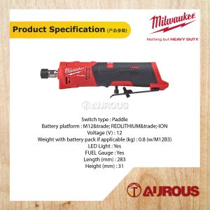 MILWAUKEE M12 FUEL STRAIGHT DIE GRINDER M12 FDGS-0 [BARE TOOL] - Image 8