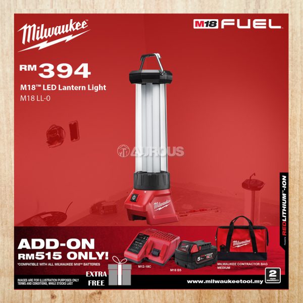 MILWAUKEE M18 LED 180-360 LANTERN LIGHT 400 LUMEN (M18 LL-0 / M18 LL-501B)