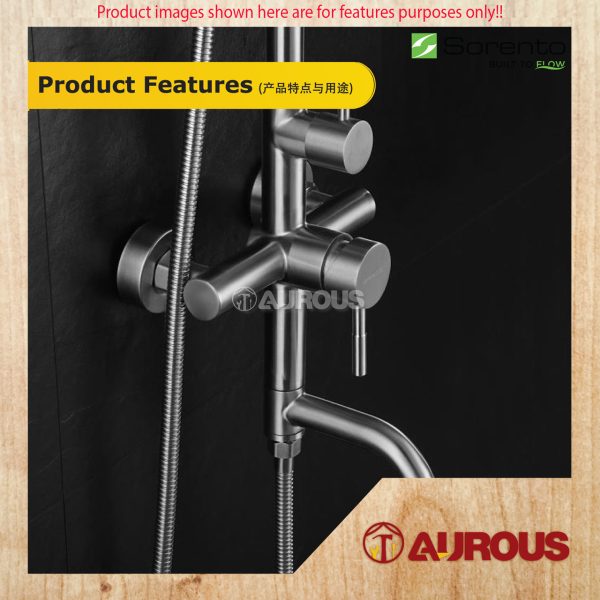 SORENTO STAINLESS STEEL 304 SINGLE FUNCTION 3 WAYS EXPOSED SHOWER HEAD SET 200MM X 200MM (SRTWT7633) - Image 5