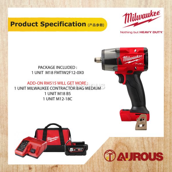 MILWAUKEE MID TORQUE IMPACT WRENCH [M18 FMTIW2F12-0X0 + STARTER PACK] - Image 7