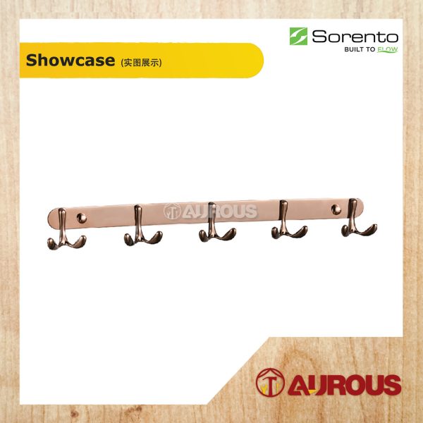 SORENTO BATHROOM TOILET STAINLESS STEEL 304 MULTI PURPOSE 5 HOOK BAR WALL MOUNT TOWEL CLOTH HANGER - Image 5