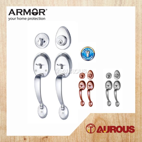 ARMOR 60-70MM GRIPSET DOUBLE HANDLESET LOCK ENTRANCE DOOR LOCK (ATH-110/SN ATH-110/AC ATH-110/MG)