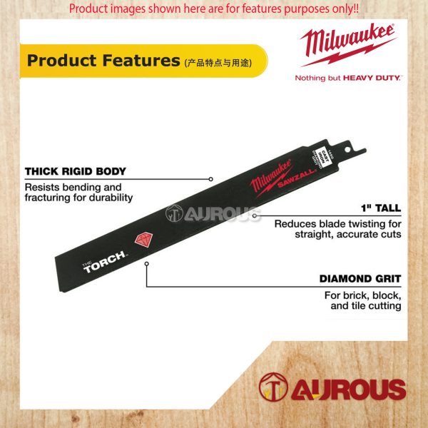MILWAUKEE TORCH DIAMOND GRIT SAWZALL BLADE 230MM 9'' 5TPI 48-00-1450 (1pcPack) - Image 4