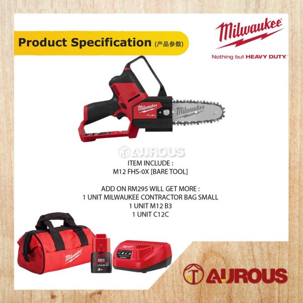 MILWAUKEE M12 FUEL HATCHET PRUNING SAW M12 FHS-0X 152MM 6 INCH [BARE TOOL] - Image 6