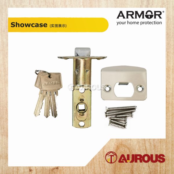 ARMOR ENTRANCE TUBULAR LEVER LOCK C/W 60-70MM LATCH BACKSET ATL-R1607 (SN/MB) - Image 4