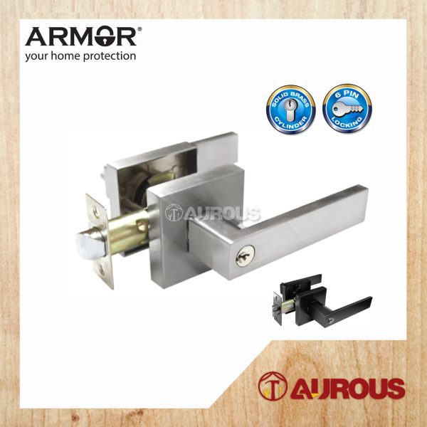 ARMOR ENTRANCE TUBULAR LEVER LOCK C/W 60-70MM LATCH BACKSET ATL-R1607 (SN/MB)