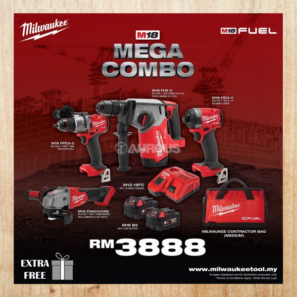 MILWAUKEE M18 FUEL MEGA COMBO ROTARY HAMMER (M18 FHX 502X + M18 FPP3E3-0B)