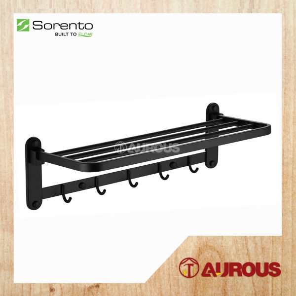 SORENTO BATHROOM TOILET STAINLESS STEEL 304 MULTI PURPOSE TOWEL SHELF TOWEL HANGER (SRT446-BL)