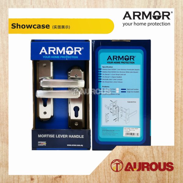 ARMOR STAINLESS STEEL 304 MORTISE LEVEL HANDLE LOCKSET (ALM-4550/1606/SSSP) - Image 2