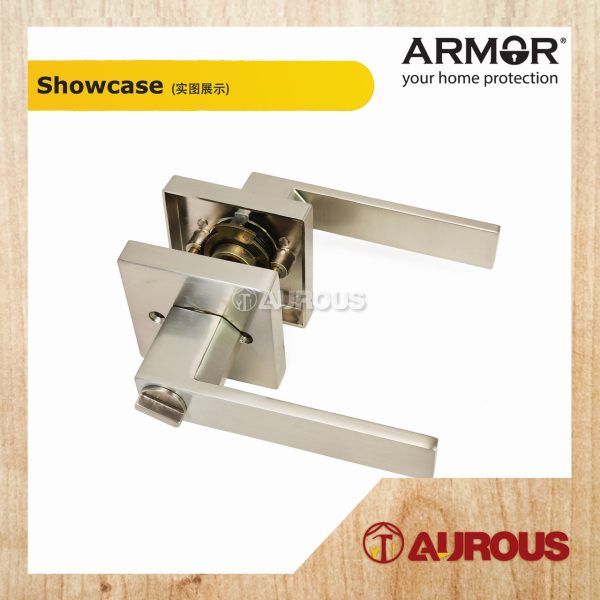 ARMOR ENTRANCE TUBULAR LEVER LOCK C/W 60-70MM LATCH BACKSET ATL-R1607 (SN/MB) - Image 2
