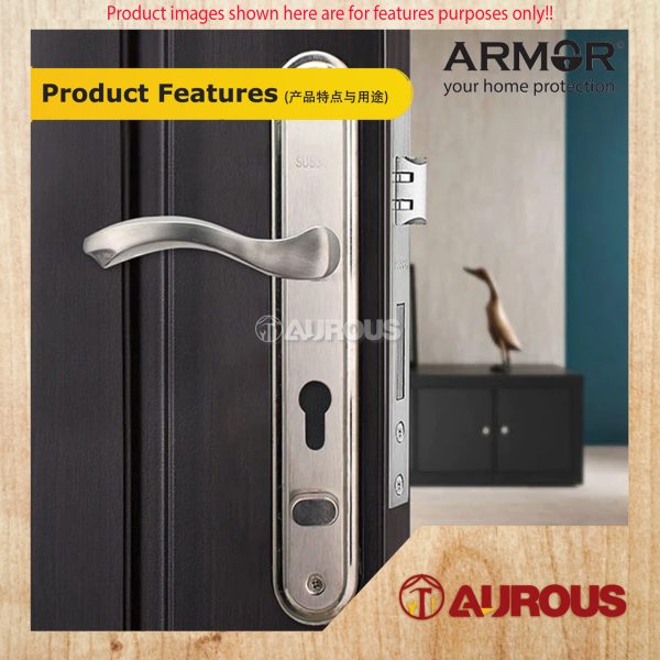 ARMOR STAINLESS STEEL SUS304 LEVEL HANDLE WITH PLATE (ALH-33022-330/SSSP ALH-33022-330/MB) - Image 6