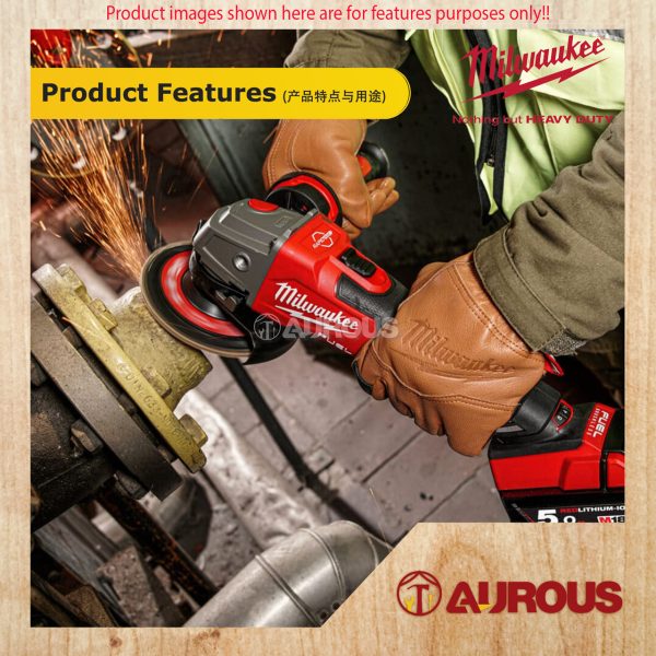 MILWAUKEE FUEL GEN II 4" (100MM) VARIABLE SPEED BRAKING ANGLE GRINDER M18 FSAGV100XB-0X0 (BARE TOOL) - Image 6
