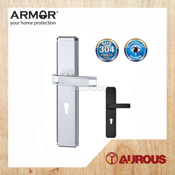 ARMOR STAINLESS STEEL SUS304 LEVEL HANDLE WITH CONCEALED SCREW PLATE (ALH-B3365-2/CS/SSSP ALH-B3365-2/CS/MB)