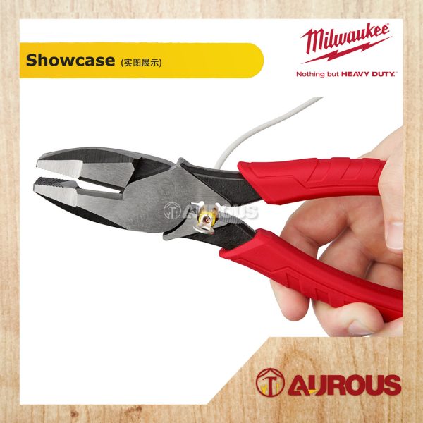 MILWAUKEE 228MM (9") HIGH LEVERAGE LINEMAN'S PLIERS WITH CRIMPER 48-22-6100 - Image 3