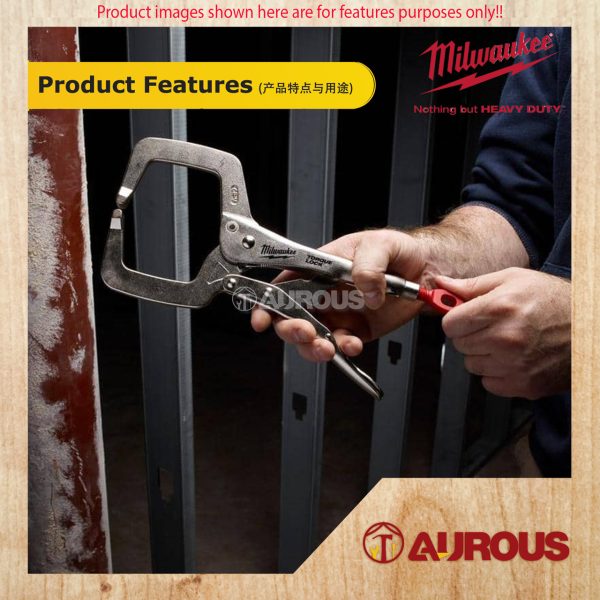 MILWAUKEE TORQUE LOCK C-CLAMP LOCKING PLIERS SWIVEL JAWS (6'' 48-22-3522 / 11'' 48-22-3521) - Image 7