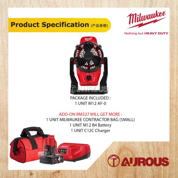 MILWAUKEE M12 CORDLESS MOUNTING AIR FAN M12 AF-0 (BARE TOOL) - Image 7