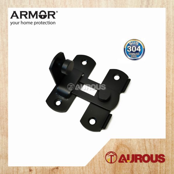 ARMOR STAINLESS STEEL SUS304 SWING BOLT 90 DEGREE SLIDING BORN DOOR LATCH AND CATCHES (ADB-010/MB)