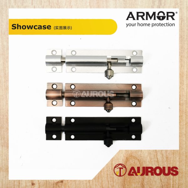 ARMOR ALUMINIUM SLIDE LATCH BARREL BOLT SECURITY DOOR LOCK ADB-1000 SERIES ( SN / AC / MB ) - Image 2