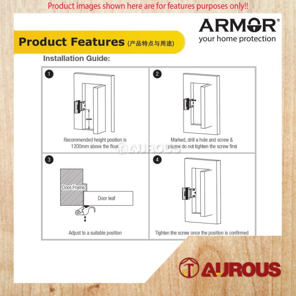 ARMOR ALUMINIUM DOOR GUARDIAN CHILD PROOF SECURITY LOCK ADG-933/NA - Image 7
