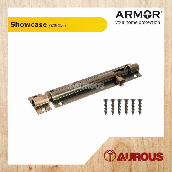 ARMOR ALUMINIUM SLIDE LATCH BARREL BOLT SECURITY DOOR LOCK ADB-1000 SERIES ( SN / AC / MB ) - Image 12